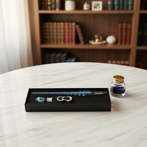 Ensemble de 3 stylos à plume en verre doré marron café de qualité supérieure, vente en gros pour souvenirs et cadeaux d'anniversaire, ce stylo à plume en verre fait main - Product Image 4