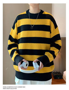 <span class=keywords><strong>Pull</strong></span> rayé en tricot pour <span class=keywords><strong>femme</strong></span>, automne-hiver, décontracté, surdimensionné, <span class=keywords><strong>pull</strong></span> ample, <span class=keywords><strong>chaud</strong></span>, streetwear, tricot pour adolescents - Product Image 5