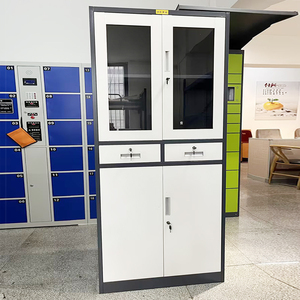 Trung Quốc Kim Loại tủ lưu trữ 4 cửa kim loại văn phòng nội các cửa kính ngăn kéo kim loại Tủ hồ sơ nội thất văn phòng - Product Image 2