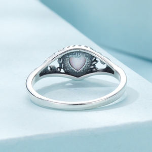 <span class=keywords><strong>Noble</strong></span> et élégant Vintage Love Heart Opal Pattern Ring S925 Sterling Silver Gemstone Ring pour les anniversaires et les fêtes - Product Image 3