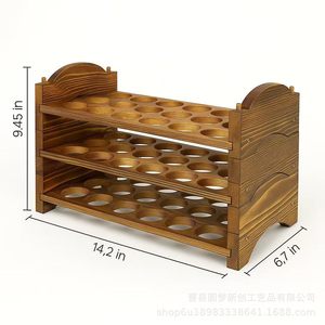 Wooden three-tier egg rack, stackable egg rack, <b>kitchen</b> countertop egg rack, refrigerator egg storage rack - Product Image 4