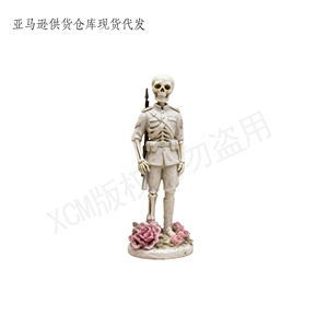 Statue de Soldat Squelette Gothique - Figurine Personnalisée, Squelette Artisanal avec Roses Roses pour Décoration Gothique d'Intérieur - Product Image 5