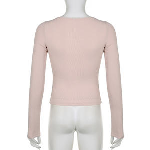 Femmes Automne Dentelle Garniture 2000s Graphic T Shirt Vintage Fairy Grunge Long Sleeve Slim Fits Tops Y2k Clothes <span class=keywords><strong>Basic</strong></span> Harajuku Tees - Product Image 5