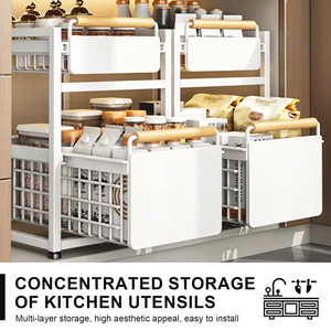 Organisateur sous évier de salle de bain à 2 niveaux, panier coulissant pour armoire, tiroir de rangement multifonctionnel, paniers de rangement pour salle de bain - Product Image 3
