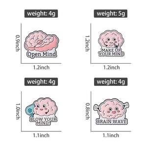 Precio al por mayor Nuevo y adorable broche de metal grabado con diseño de cerebro y pensamiento <span class=keywords><strong>divergente</strong></span> para ropa, cuello y mochila - Product Image 4