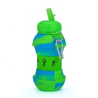 Bouteilles d'eau pliables en silicone sans BPA légères avec mousqueton