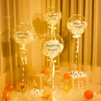 Ballon LED Bobo avec support transparent, rose artificielle et lumières féériques pour la décoration de scène de mariage, fête d'anniversaire
