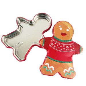 Factory Custom Sale Christmas Tin Box Gift Packing Food Grade Empty Tin Cans Snowman Shape Cookie Box Tin