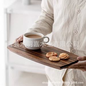 Mu Yujia Solid Wood Plate Rectangle Walnut Handmade <b>Dinner</b> Dessert <b>Tray</b> Household Snack Serving Platter - Product Image 4