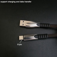 Innovadora aleación plana de zinc cola de pez nylon trenzado carga de datos transmitir USB a cables de 8 pines