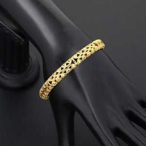 JXX Factory Wholesale Women's <b>24K</b> <b>Gold</b> Plated Agate Geometric Hollow Bangles All-In-Stock Fashion Jewelry - Product Image 2