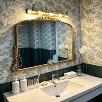 Miroir de salle de bain arqué de style français vintage, miroir intelligent LED de style européen, miroir de maquillage de luxe, verres argentés