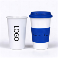 Mug en céramique sans poignée créatif avec manchon en silicone personnalisé, tasse à café, thé au lait, logo personnalisé pour cadeaux promotionnels d'entreprise