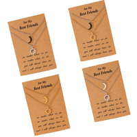 Collar de Acero Inoxidable con Colgante de Sol y Luna para Parejas, con Tarjeta de Deseos 'Te Amo Hasta la Luna y Regreso', Cadena de Eslabones