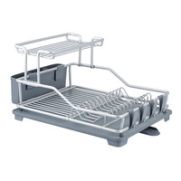 Égouttoir à vaisselle double niveau en aluminium, gain de place, détachable, antirouille, léger, pour comptoir