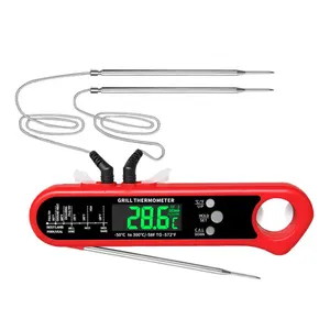 Thermomètre alimentaire cuisine viande nourriture barbecue thermomètre pliant écran LCD extension externe double sonde avec fonction d'alarme