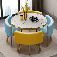 Ensemble de table et de chaises rondes pliables modernes avec plateau en pierre frittée 2 places pour salon