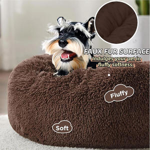 Lit <span class=keywords><strong>pour</strong></span> <span class=keywords><strong>chien</strong></span> en forme de donut <span class=keywords><strong>apaisant</strong></span> marron, en peluche moelleuse, rond, confortable <span class=keywords><strong>pour</strong></span> <span class=keywords><strong>chat</strong></span>, <span class=keywords><strong>coussin</strong></span> doux lavable, auto-chauffant, antidérapant, lit <span class=keywords><strong>apaisant</strong></span> <span class=keywords><strong>pour</strong></span> <span class=keywords><strong>chien</strong></span> - Product Image 3