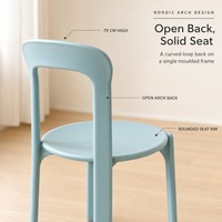 Chaise de salle à manger en plastique nordique, chaise empilable à dossier arqué coloré pour la cuisine et la maison