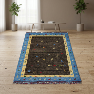 Collection Ocean Art - Tapis de prière en laine et coton à poils coupés, tissé à la main, de luxe, style Kilim, respectueux de l'environnement - Product Image 5