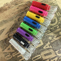 Mini-lampe torche électronique portable en forme de macaron, lumineuse, avec cordon, vente en gros.