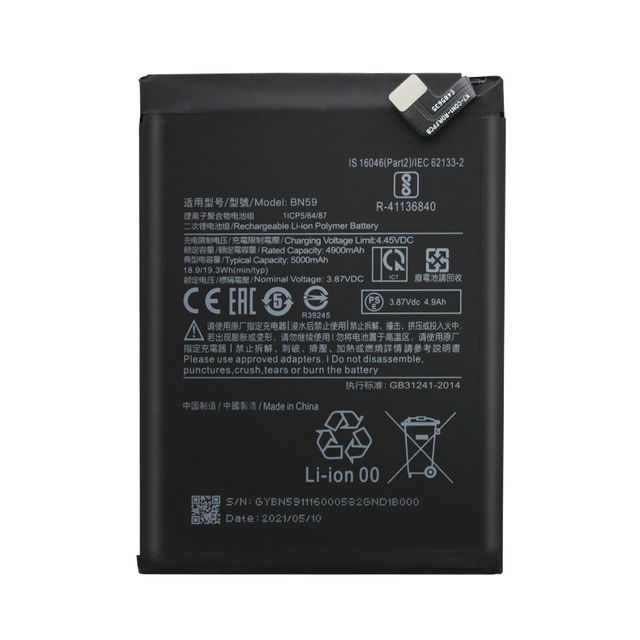 MYDO Original 4900mAh Rechargeable 3.7-3.8V Lithium Ion Battery for Redmi Note 10/10S BN59 Mobile Phone 1 Year Stock