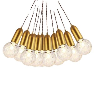 โคมไฟระย้าแก้ว LED สไตล์โมเดิร์นมินิมอล E27 หัวเดียวทรงกลม สำหรับตกแต่งบ้าน ร้านอาหาร บาร์ - Product Image 4