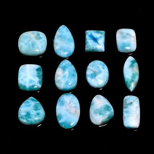 Pierres précieuses naturelles Gemkora Larimar bleues 50 carats, formes variées, polies pour la fabrication de bijoux, pierres brutes pour le DIY et le wire wrapping - Product Image 3