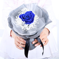 Liviflo Hari Valentine Hari Ibu Wisuda Buket Bunga Mawar Kering Awet Buatan Tangan Mewah Kotak Hadiah Transparan Tahan Lama