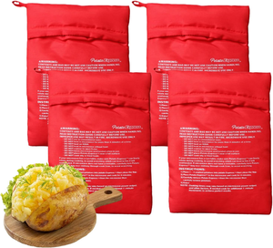 Klear KV-100 Lot de 4 sacs réutilisables écologiques pour cuire les pommes de terre au micro-ondes, cuisson rapide en 4 minutes, outils parfaits pour les fruits et légumes - Product Image 1