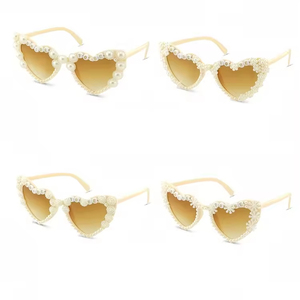 Hstyle Elegant Bride to Be Pearl Sunglasses Snowflake Pearl Heart Shaped <strong>Glasses</strong> for Bridal Shower <strong>Engagement</strong> Bride Party Favors - Product Image 6