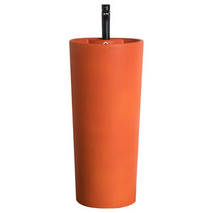 Ceramic Pedestal <b>Basin</b> <b>Round</b> One Piece Floor Standing Bathroom Sink Easy Cleaning - Product Image 5