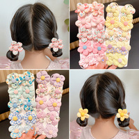 Coleteros de Flores para Niñas, Estilo Coreano, Material de Tela, Alto Valor de Color, Sin Daño al Cabello, Elástico, para Niñas Pequeñas