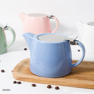 Amostra disponível para atacado, bule de descarga de cerâmica com infusor de aço inoxidável e tampa de café e chá - Product Image 1