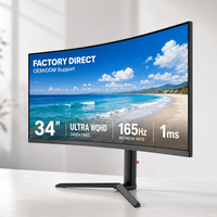 Monitor LED Curvo de 34 Pulgadas, 165Hz, 1ms, 1500R, 4K, Directo de Fábrica OEM ODM, para Monitores Curvos, Monitores LCD y Monitores de PC para Juegos