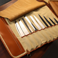 Outil de cuisine de Chef en cuir Durable personnalisé, couteau pliant sac de rouleau de rangement souple