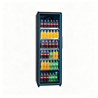 Réfrigérateur Commercial Vertical à Porte Simple pour Boissons, Vitrine Réfrigérée à Porte Vitrée avec Éclairage LED, Refroidissement par Ventilation, Contrôle Numérique, Sans Givre