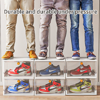 Boîte de rangement pour chaussures Haogle pliable transparente en PP injecté, lot de 12, organisateur multifonctionnel avec design pliable transparent