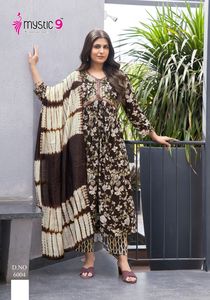 Las mujeres de la mejor calidad visten el vestido de traje indio y paquistaní Anarkali Kurti con pantalones a juego para el desgaste del Festival del partido - Product Image 3