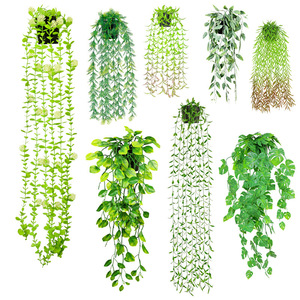 Décoration suspendue en plastique vert haute simulation, feuilles d'eucalyptus, glycine, <span class=keywords><strong>mandragore</strong></span>, pois, respectueuse de l'environnement, pour Thanksgiving - Product Image 1
