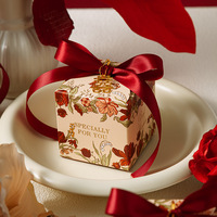 Boîte cadeau de luxe en papier ivoire avec impression dorée, pour mariage, fête, petite boîte à bonbons cubique
