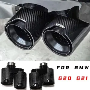 סוגים קצה פליטה של סיבי פחמן מרובע עבור BMW G20 G21 330i 330d 330e מערכת פליטה של קצה משתיק קול צינור פליטה 2.5 אינץ'