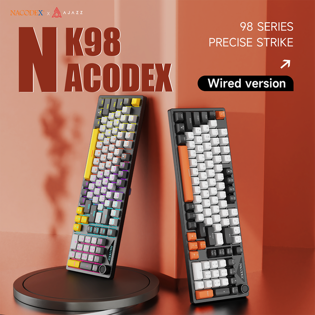 AJAZZ NK98 Wired Mechanical Gaming Keyboard, 98 Keys Full Hot-Swap, Compact Layout, RGB Backlit, Low Latency Compatible with