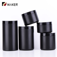 Offre Spéciale 250ml 300ml 500ml 750ml 1000ml PE noir mat vide grands contenants cosmétiques en plastique corps gommage beurre crème pot ensemble