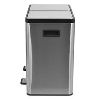 HANGSHAU Pédale debout en acier inoxydable 40l(20 + 20l) Poubelle à double compartiment Poubelle à recyclage