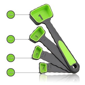 Cấp thực phẩm đầy màu sắc Silicone ráp đo ly và thìa đặt cho nhà bếp nướng nấu ăn - Product Image 4