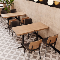 Meubles de restaurant et de café modernes, table à manger en bois avec pieds en métal, banquette rembourrée, chaise, ensemble de meubles de salle à manger commerciaux