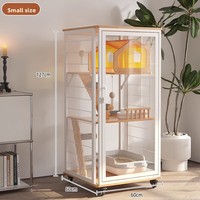 Villa pour chat moderne d'intérieur, luxe, bois massif, grand espace, verre trempé, meubles pour animaux de compagnie à plusieurs niveaux, pour chats de grande taille, usage domestique