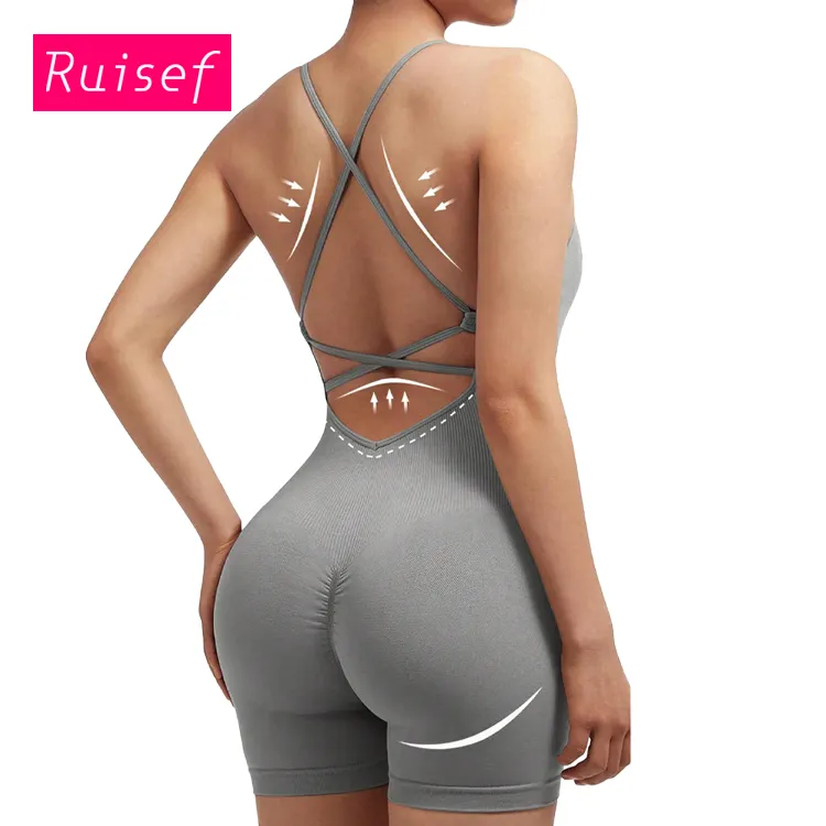 Ropa deportiva para mujer, mono reductor de velocidad ajustable de una pieza, mono con espalda descubierta para levantar glúteos