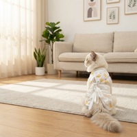 Baju Pemulihan Hewan Peliharaan Anti Rontok Ganda, Setelan Pasca Operasi, Bahan Mesh Bernapas, Tipis untuk Musim Panas, Pita Bunga, Tali Belakang, untuk Kucing dan Anjing